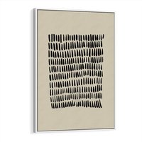 Obraz w ramie 50x70 - Energetyczne Pulsacje Nowości - boho plakat, czarne kropki kreski - rama biała