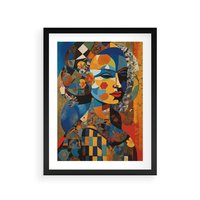 Plakat w ramie 30x40 - Impresje Cichego Szeptu - abstrakcyjny obraz, portret kobiety - rama czarna