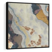 Obraz w ramie 50x50 - Melancholijne oddechy pędzla - abstrakcyjne formy, zgaszone kolory - rama czarna