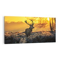 Obraz na płótnie 120x60 - Jesienne Spotkanie w Lesie - jeleń, jesień