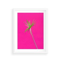 Plakat w ramie 30x40 - Retro Stylizacja - palma, liście - rama biała