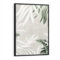 Obraz w ramie 70x100 - Zielony Raj - monstera, palmy - rama czarna