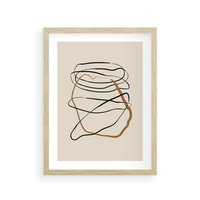 Plakat w ramie 40x50 - Bezczasowe Kontury - abstrakcyjne linie, zaplątane - rama drewno
