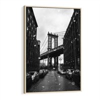 Obraz w ramie 80x120 - Ikona Miasta - Nowy Jork, most - rama drewno