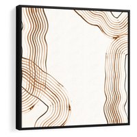 Obraz w ramie 50x50 - Ścieżki pędzla i myśli - minimalistyczna kompozycja, abstrakcyjne brązowe linie na białym tle - rama czarna