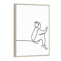 Obraz w ramie 80x120 - Linie Wewnętrznej Refleksji - line art, szkic - rama drewno