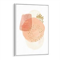 Obraz w ramie 80x120 - Migotliwe Kształty i Plamy - abstrakcyjne akwarelowe plamy, minimalizm - rama biała