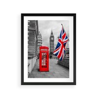 Plakat w ramie 50x70 - Londyńska Budka przy Big Benie - Londyn, budka - rama czarna