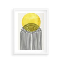 Plakat w ramie 40x50 - Słoneczne Odbicia - geometria, żółte koło - rama biała