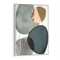 Obraz w ramie 80x120 - Przenikające Formy Duszy - abstrakcyjny obraz, geometryczne obłe formy - rama biała