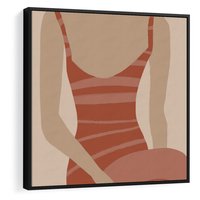 Obraz w ramie 50x50 - Kobiece Retro - minimalistyczny boho plakat, retro kobieta w stroju kąpielowym - rama czarna