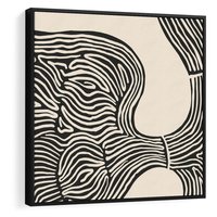 Obraz w ramie 50x50 - Harmonijne Kształty - abstrakcyjne ryciny, czarno biały - rama czarna