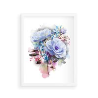 Plakat w ramie 50x70 - Kolorowa Ekspresja - kwiaty, graficzne - rama biała