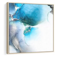 Obraz w ramie 50x50 - Marmur złotą akwarelą - marmur, akwarela - rama drewno