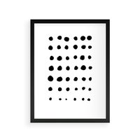 Plakat w ramie 30x40 - Refleksje Światła - minimalistyczna kompozycja, czarne kropkina białym tle - rama czarna