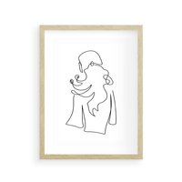 Plakat w ramie 30x40 - Zaklęte Linie - szkic kobiety, jedną linia - rama drewno