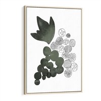 Obraz w ramie 80x120 - Grono Abstrakcji - minimalistyczny plakat, winogrona - rama drewno