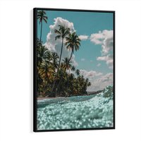 Obraz w ramie 50x70 - Rajskie Wakacje - plaża, palmy - rama czarna