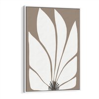 Obraz w ramie 80x120 - Ekspresyjne Kontury - abstrakcyjny kwiat, beże i brązy - rama biała