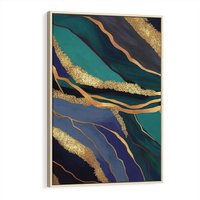 Obraz w ramie 80x120 - Sztorm malarskich emocji - marmur, abstrakcyjna grafika - rama drewno