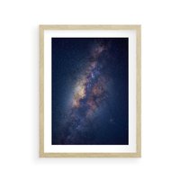 Plakat w ramie 50x70 - Wśród Gwiazd - rozgwieżdzone niebo, droga mleczna - rama drewno