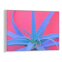 Obraz w ramie 120x80 - Piękno Pustyni - kaktusy, liście - rama biała