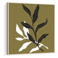 Obraz w ramie 50x50 - Wewnętrzne Odsłony - liście, gałązki - rama drewno