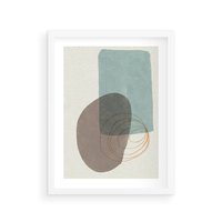 Plakat w ramie 40x50 - Rozkwitające Formy - geometryczne elementy, stonowane ziemiste kolory - rama biała