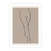 Plakat bez ramy 40x50 - Intrygujące Szkice - mnimalistyczny akt kobiecy, beżowa tonacja