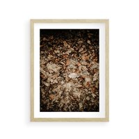 Plakat w ramie 40x50 - Suchość Liści w Brązowych Tonach - suche liście jesień brąz - rama drewno
