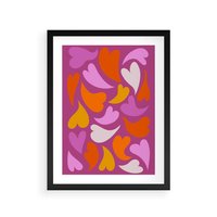 Plakat w ramie 40x50 - Podróżne Boho - wesoła grafika, serca - rama czarna