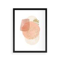 Plakat w ramie 50x70 - Migotliwe Kształty i Plamy - abstrakcyjne akwarelowe plamy, minimalizm - rama czarna