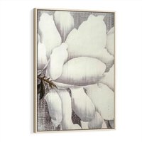 Obraz w ramie 50x70 - Tekstura Kwiatu - białe kwiaty, duży kwiat - rama drewno