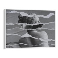 Obraz w ramie 70x50 - Kolaż z Antyczną Rzeźbą - antyczna rzeźba, kolaż ze zdjęć - rama biała