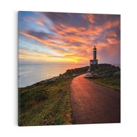 Obraz na płótnie 30x30 - Latarnia morska: Nocne niebo nad morzem - latarnia, morska