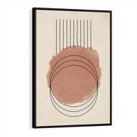 Obraz w ramie 50x70 - Migotliwe Kontury - akwarelowa plama, geometryczne szkicowane kształty - rama czarna