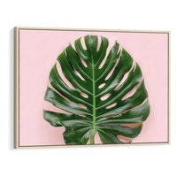 Obraz w ramie 70x50 - Egzotyczna Roślinność - liście, monstera - rama drewno