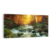 Obraz na płótnie 120x60 - Siła Natury: Strumień w Lesie - strumień, las