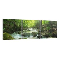 Obraz na płótnie 150x50 - Ukojenie strumienia: Spotkanie z naturą - strumyk, las