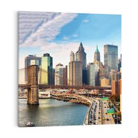 Obraz na płótnie 80x80 - Manhattan o zmroku - Nowy Jork, Manhattan