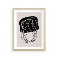 Plakat w ramie 50x70 - Abstrakcyjne Harmonie - abstrakcyjne szkicowane linie, minimalizm - rama drewno