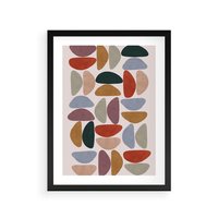 Plakat w ramie 50x70 - Kolorowe Echo Boho - abstrakcyjny obraz, geometryczna kompozycja - rama czarna