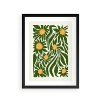 Plakat w ramie 30x40 - Spojrzenie wgłąb roślinnego świata - abstrakcyjne kwiaty, kompozycja - rama czarna