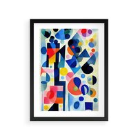 Plakat w ramie 50x70 - Księga Akwarelowych Przeniknięć - abstrakcyjny obraz, różne kolorowe kształty - rama czarna