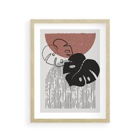 Plakat w ramie 50x70 - Nowoczesna Monstera: Szkic w Grafice - nowoczesna grafika, monstera - rama drewno