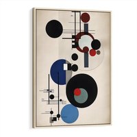 Obraz w ramie 50x70 - Rozkwitające Wibracje Wyobraźni - abstrakcyjna geometryczna kompozycja, koła linie - rama drewno