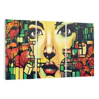 Obraz na płótnie 120x80 - Twarze na murze - twarz, graffiti