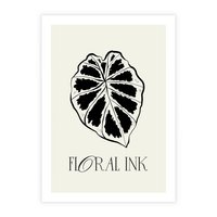 Plakat bez ramy 30x40 - Zapisane na liściach wspomnienia - liść, czarny kontur na jasnym tle