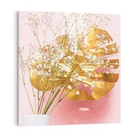 Obraz na płótnie 40x40 - Blask Natury - złote, liście