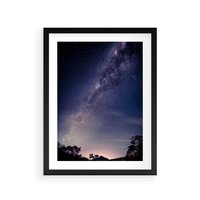 Plakat w ramie 50x70 - Gwiaździste Ujęcie - gwiaździste niebo, noc - rama czarna